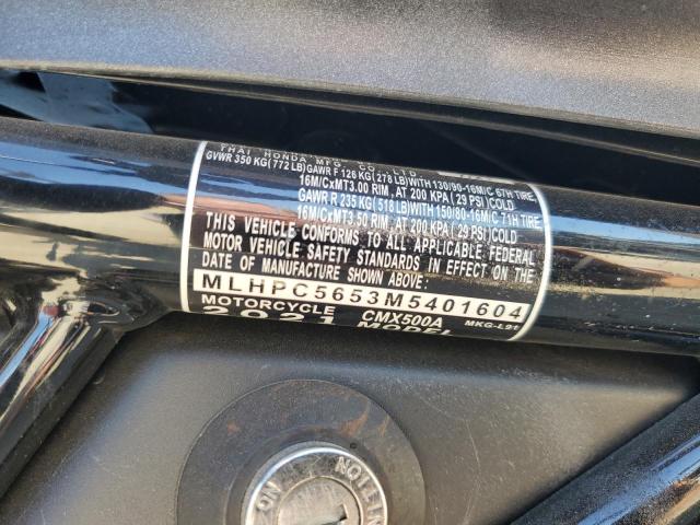2021 HONDA CMX500 A MLHPC5653M5401604