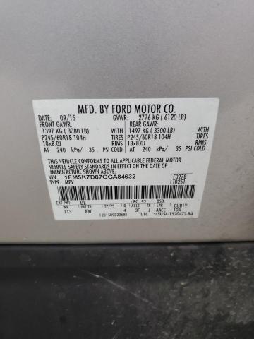 VIN 1FM5K7D87GGA84632 2016 Ford Explorer, Xlt no.14