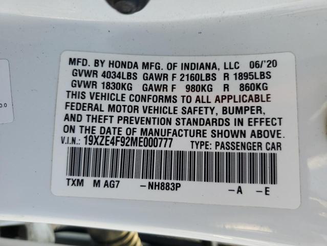 2021 HONDA INSIGHT TO 19XZE4F92ME000777