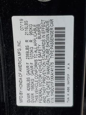 2019 HONDA ACCORD LX - 1HGCV1F1XKA141175
