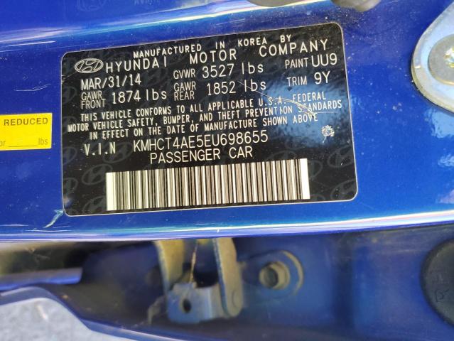 VIN KMHCT4AE5EU698655 2014 HYUNDAI ACCENT no.12