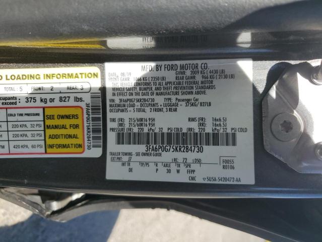 VIN 3FA6P0G75KR284730 2019 Ford Fusion, S no.12