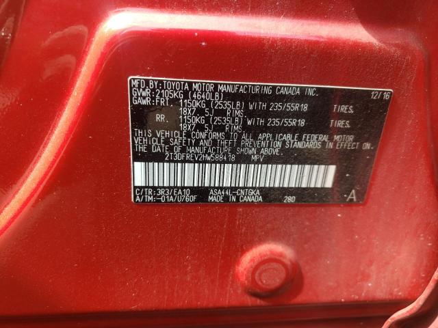 VIN 2T3DFREV2HW588418 2017 Toyota RAV4, Limited no.14