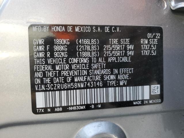 VIN 3CZRU6H58NM743146 2022 HONDA HR-V no.13