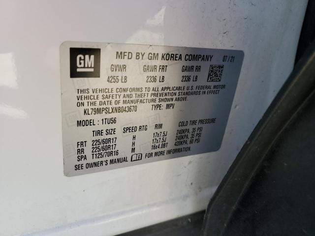 2022 CHEVROLET TRAILBLAZE - KL79MPSLXNB043670