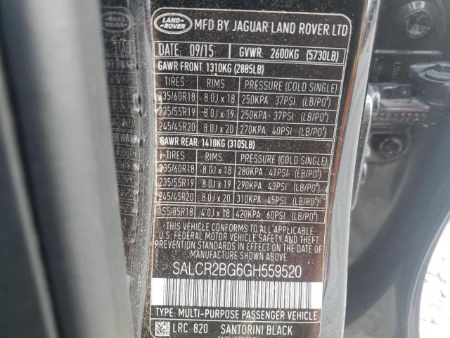 VIN SALCR2BG6GH559520 2016 Land Rover Discovery, Hse no.13