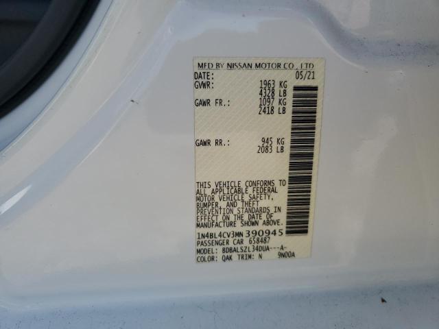 2021 NISSAN ALTIMA SR - 1N4BL4CV3MN390945
