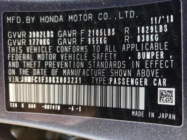 JHMFC1F38KX003231 2019 HONDA CIVIC