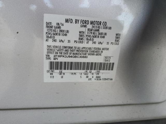 VIN 2FMPK3J94GBC30880 2016 Ford Edge, Sel no.13