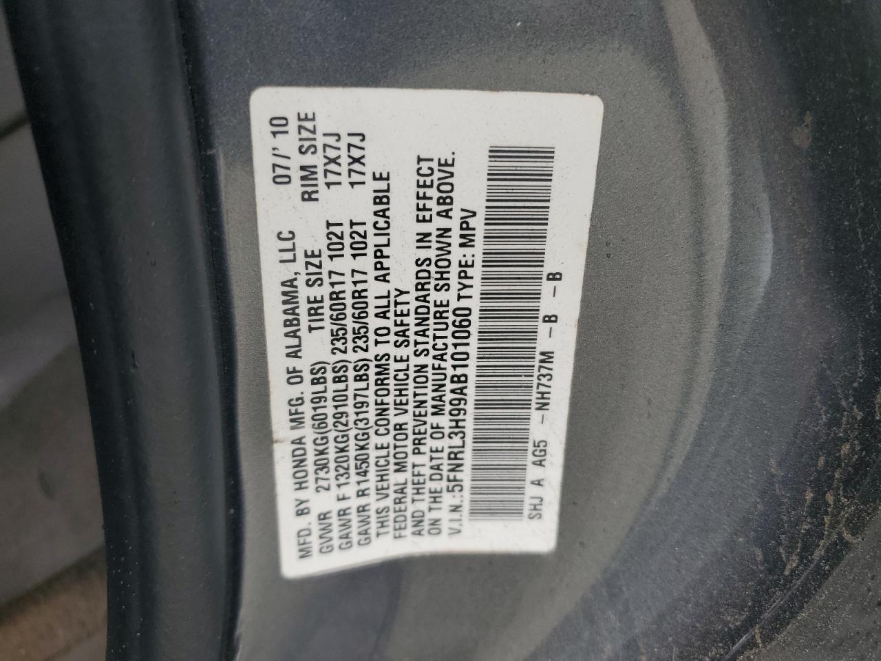 Lot #3024257852 2010 HONDA ODYSSEY TO