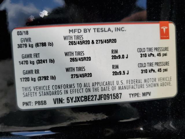 2018 TESLA MODEL X - 5YJXCBE27JF091587