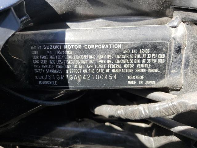2004 SUZUKI GSX750 F - JS1GR7GA042100454