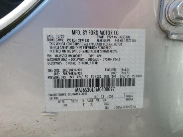 VIN MAJ6S3GL1MC400097 2021 Ford Ecosport, SE no.13