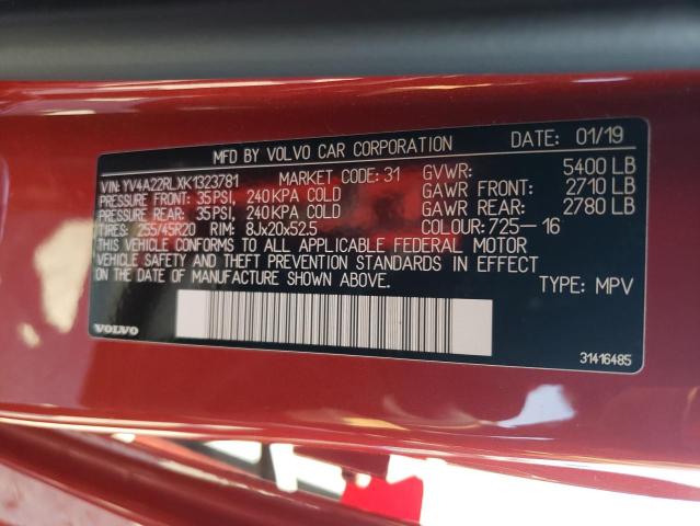 2019 VOLVO XC60 T6 IN - YV4A22RLXK1323781