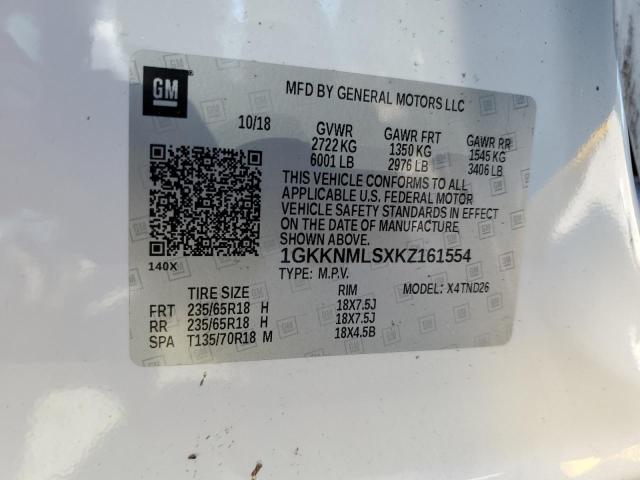 2019 GMC ACADIA SLT - 1GKKNMLSXKZ161554