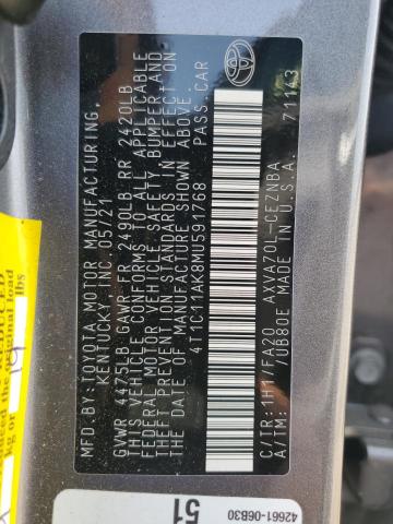 VIN 4T1C11AK8MU591768 2021 Toyota Camry, LE no.12