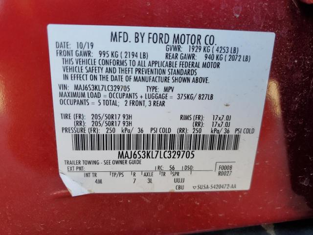 2020 FORD ECOSPORT T - MAJ6S3KL7LC329705