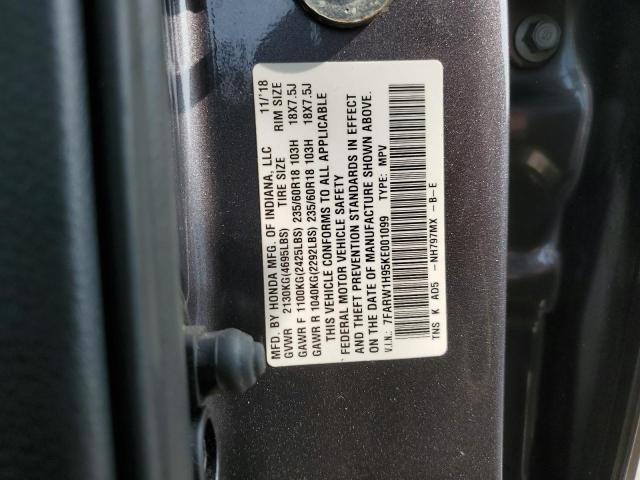 2019 HONDA CR-V TOURI - 7FARW1H95KE001099