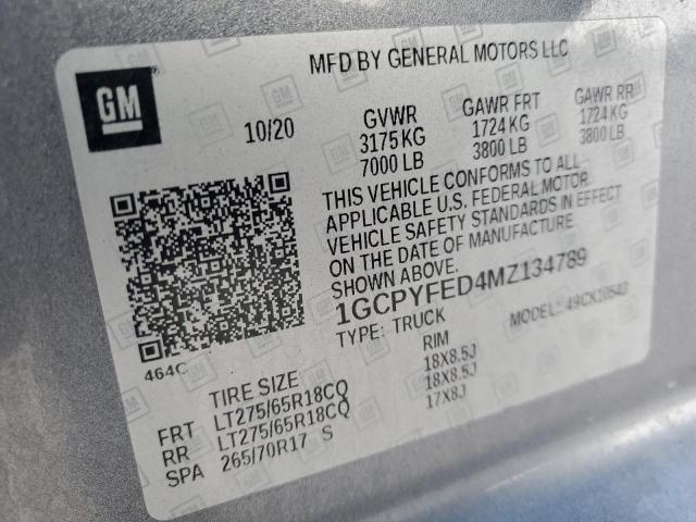 2021 CHEVROLET SILVERADO - 1GCPYFED4MZ134789