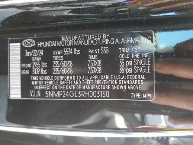 VIN 5NMP24GL3RH003150 2024 Hyundai Santa Fe, Sel no.14