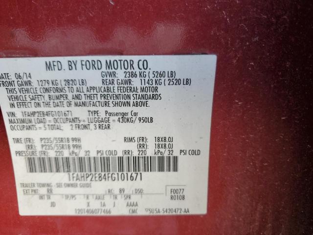 VIN 1FAHP2E84FG101671 2015 Ford Taurus, Sel no.13