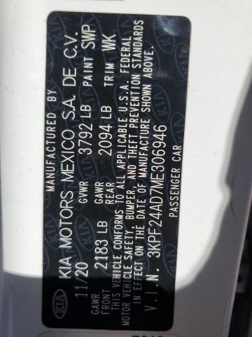 2021 KIA FORTE FE 3KPF24AD7ME306946