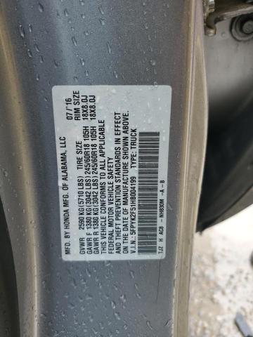 2017 HONDA RIDGELINE - 5FPYK2F51HB004199