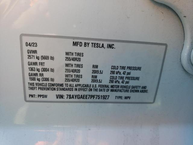 VIN 7SAYGAEE7PF751927 2023 Tesla MODEL Y no.13