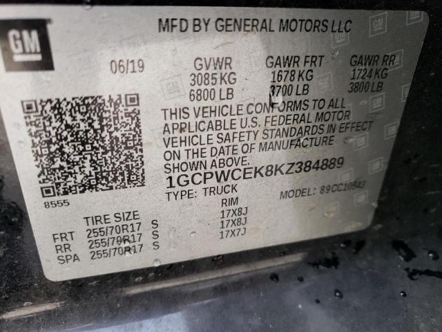 2019 CHEVROLET SILVERADO - 1GCPWCEK8KZ384889
