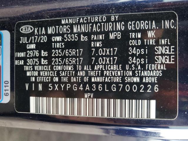2020 KIA SORENTO L - 5XYPG4A36LG700226