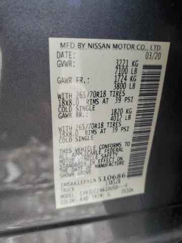 2020 NISSAN TITAN SV - 1N6AA1EFXLN510686