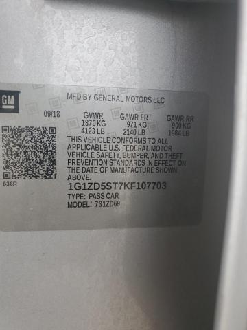2019 CHEVROLET MALIBU LT - 1G1ZD5ST7KF107703
