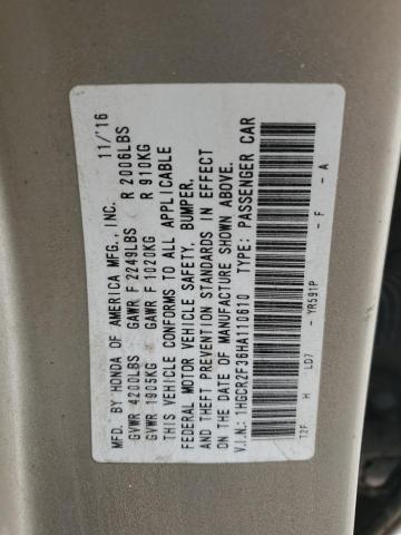 VIN 1HGCR2F36HA110610 2017 Honda Accord, LX no.12