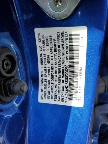 2019 HONDA CIVIC EX - 19XFC1F3XKE200290