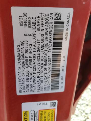 2022 HONDA CIVIC SPOR - 2HGFE2F58NH500857