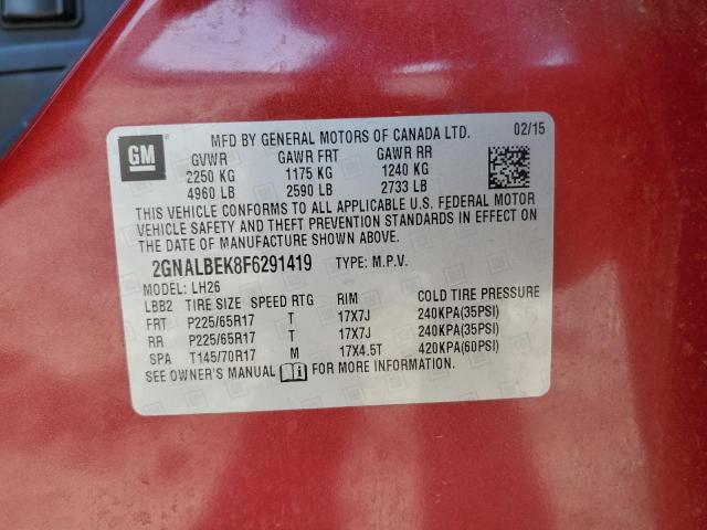 2015 CHEVROLET EQUINOX LT - 2GNALBEK8F6291419