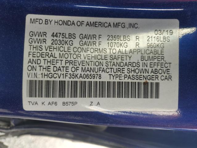 2019 HONDA ACCORD SPO - 1HGCV1F35KA065978
