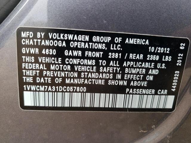 VIN 1VWCM7A31DC057800 2013 Volkswagen Passat, Sel no.12