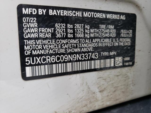 VIN 5UXCR6C09N9N33743 2022 BMW X5, Xdrive40I no.13