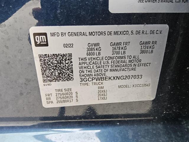 2022 CHEVROLET SILVERADO - 3GCPWBEKXNG207033