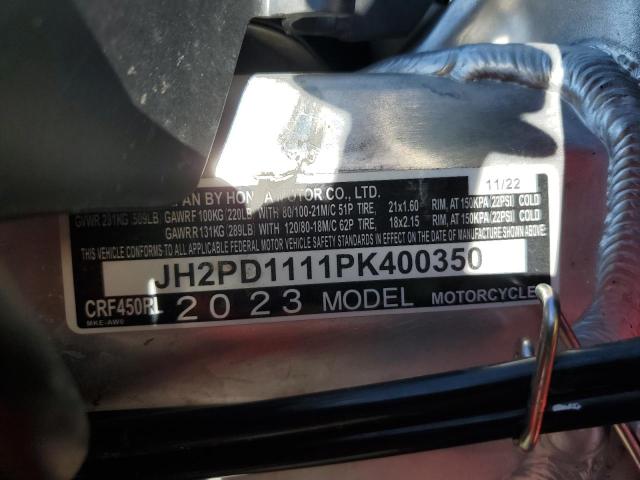 2023 HONDA CRF450 RL JH2PD1111PK400350