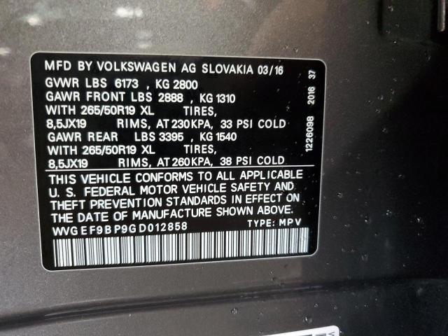 2016 VOLKSWAGEN TOUAREG SP - WVGEF9BP9GD012858