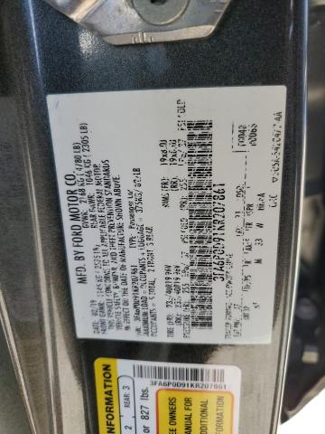 VIN 3FA6P0D91KR207861 2019 Ford Fusion, Titanium no.12