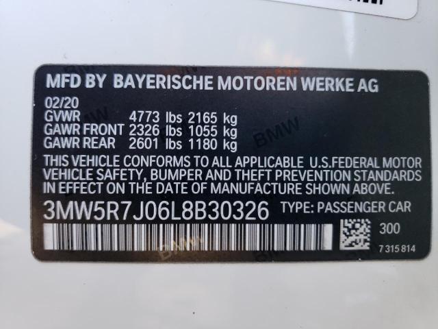 2020 BMW 330XI 3MW5R7J06L8B30326