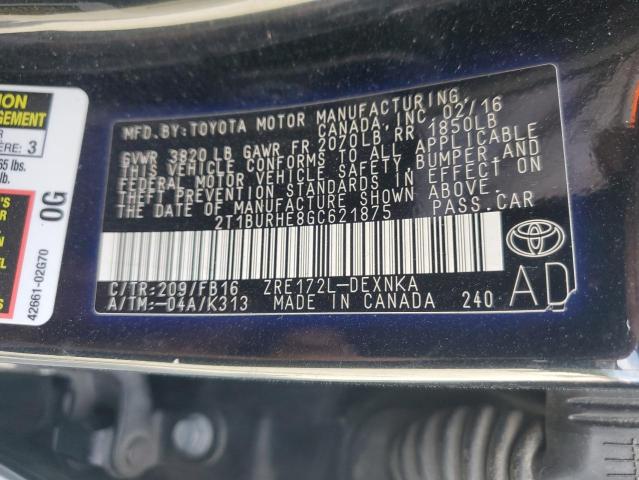 2016 TOYOTA COROLLA L - 2T1BURHE8GC621875