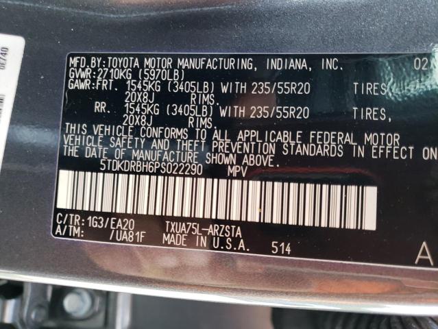 VIN 5TDKDRBH6PS022290 2023 Toyota Highlander, L no.14