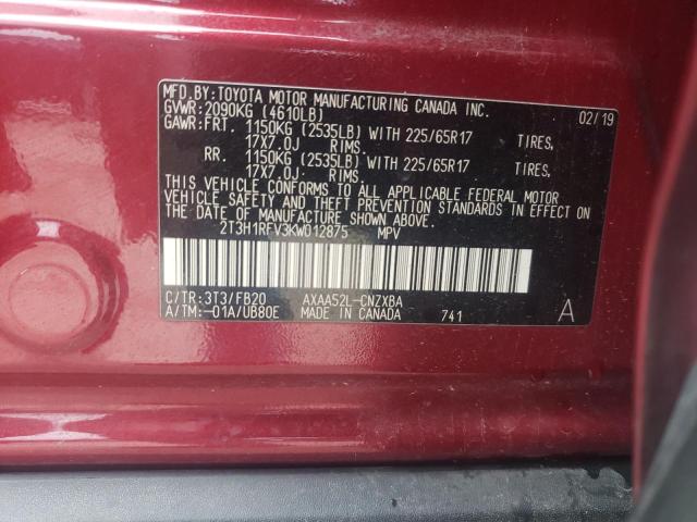 2019 TOYOTA RAV4 LE - 2T3H1RFV3KW012875