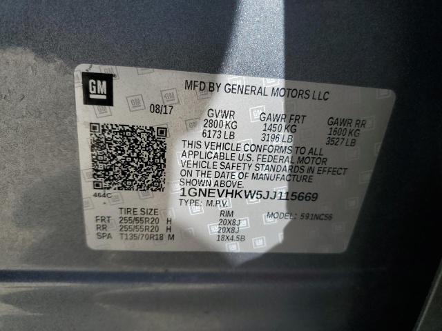 VIN 1GNEVHKW5JJ115669 2018 Chevrolet Traverse, LT no.13