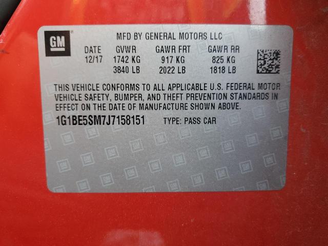 2018 CHEVROLET CRUZE LT - 1G1BE5SM7J7158151