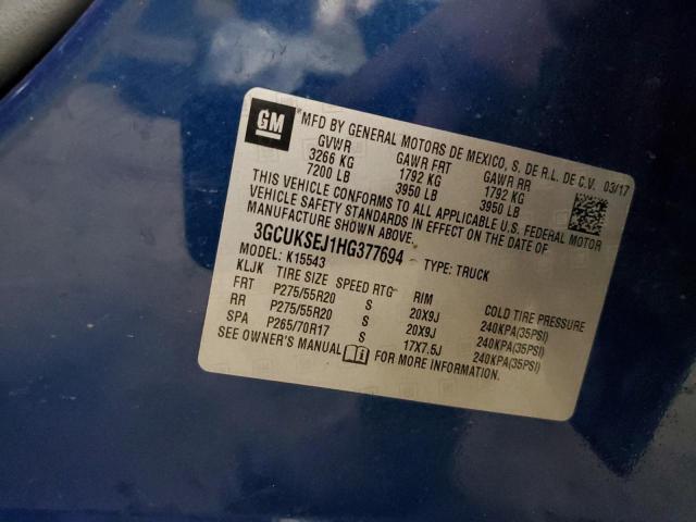 2017 CHEVROLET SILVERADO - 3GCUKSEJ1HG377694
